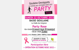 PARTY ROSE samedi prochain (15h-17h) Halle du Grignon